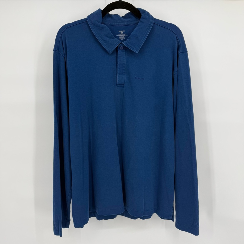 Patagonia‎ Long Sleeve Polo Shirt Organic Cotton Blend Casual Large Outdoor